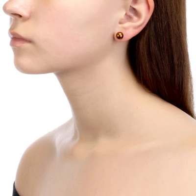 Пусеты из серебра 925 пробы с шоколадными речными жемчужинами 8,5-9 мм