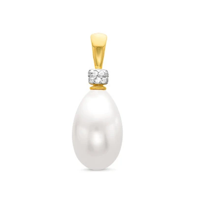 Кулон из серебра 925 пробы с белой рисообразной жемчужиной 9,5-10 мм