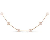 Цепочка из красного золота с розовыми морскими жемчужинами 7-7,5 мм. Длина 42 см