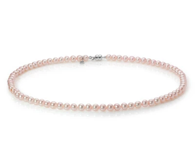 Ожерелье из розового круглого речного жемчуга класса ААА. Жемчужины 5,5-6 мм