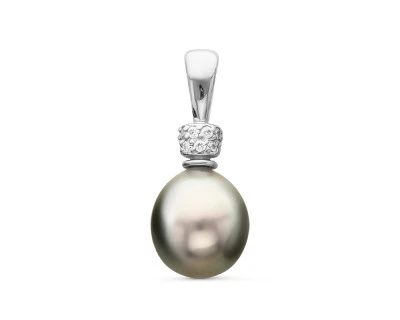 Кулон из серебра с серебристой морской Таитянской жемчужиной 10-10,5 мм