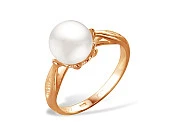 Кольцо из серебра с белой речной жемчужиной 8-8,5 мм