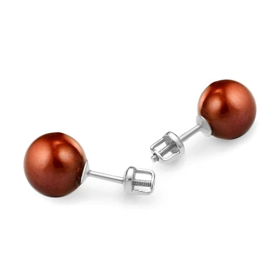 Пусеты из серебра 925 пробы с шоколадными речными жемчужинами 8,5-9 мм