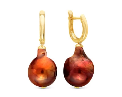 Серьги из серебра с шоколадными жемчужинами "Барокко" 13-16 мм