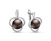 Серьги из серебра с черными речными жемчужинами 8,5-9 мм