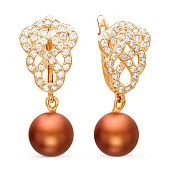 Серьги из серебра с шоколадными речными жемчужинами 9,5-10 мм