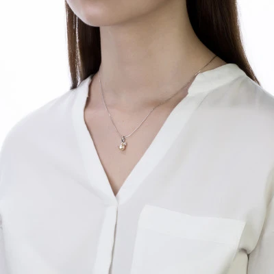 Кулон из серебра с розовой речной жемчужиной 7-7,5 мм