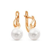 Серьги из красного золота с белыми речными жемчужинами 7,5-8 мм