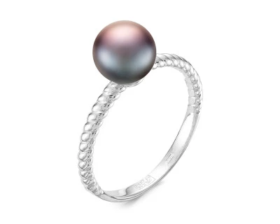 Кольцо "Трио" из серебра с речными жемчужинами "микс"  7-7,5 мм