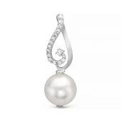 Кулон из серебра с белой речной жемчужиной 9,5-10 мм
