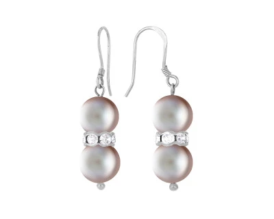 Серьги из серебра с серебристыми речными жемчужинами 8,5-9 мм