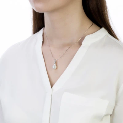 Кулон из серебра с белой морской Австралийской жемчужиной 10-10,5 мм