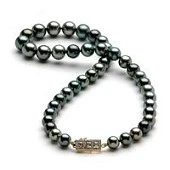 Ожерелье из черного круглого морского Таитянского жемчуга 8,1-10,8 мм. Качество среднее АА