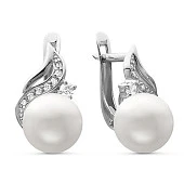 Серьги из белого золота с белыми речными жемчужинами 8,5-9 мм