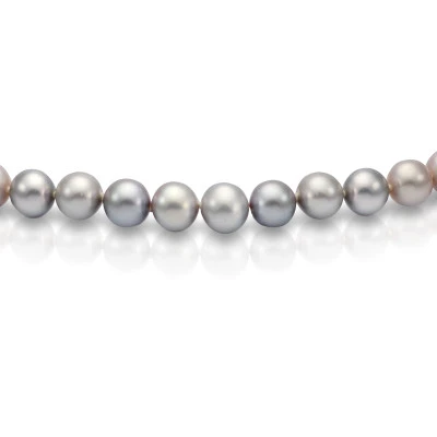 Ожерелье из серого круглого речного жемчуга класса ААА. Жемчужины 8-8,5 мм