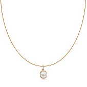 Колье из серебра с позолотой, украшенное белой речной жемчужиной 10,5-11 мм