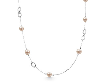 Колье из серебра 925 пробы с розовыми речными жемчужинами "Эдисон" 11,5-13,5 мм