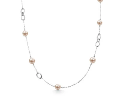 Колье из серебра 925 пробы с розовыми речными жемчужинами "Эдисон" 11,5-13,5 мм