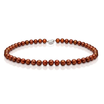 Ожерелье из шоколадного морского круглого жемчуга (Южный Китай). Жемчужины 7,5-8 мм