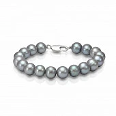 Браслет из серебристого круглого речного жемчуга класса ААА. Жемчужины 8,5-9,5 мм