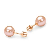 Пусеты из серебра 925 пробы с розовыми речными жемчужинами 7-7,5 мм