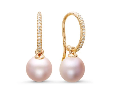 Серьги из серебра с розовыми речными жемчужинами 8,5-9 мм