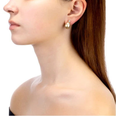 Серьги из серебра с золотистыми жемчужинами "Барокко" 11-12 мм