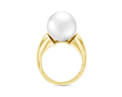 Кольцо из серебра с белой японской речной жемчужиной 12-13 мм