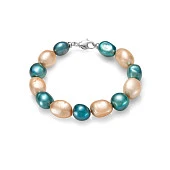 Браслет "микс" из цветного речного жемчуга "барокко". Жемчужины 11-12 мм