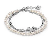 Браслет из серебра 925 пробы с белыми речными мини-жемчужинами 3-3,5 мм