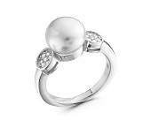 Кольцо из серебра с белой речной жемчужиной 9,5 мм