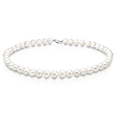 Ожерелье из белого овального речного жемчуга класса АА+. Жемчужины 8,5-9,5 мм