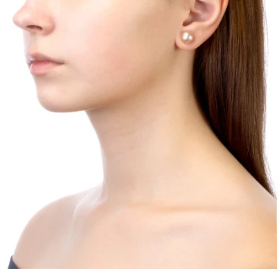 Пусеты из серебра 925 пробы с розовыми речными жемчужинами 9,5-10 мм