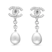 Серьги из серебра c белыми речными жемчужинами 10-11 мм