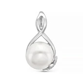Кулон из серебра, украшенный белой речной жемчужиной 8,5-9 мм