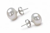 Пусеты из серебра 925 пробы с белыми речными жемчужинами 10,5-11 мм