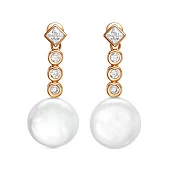 Серьги из серебра с белыми речными жемчужинами "Барокко" 13,5-14 мм