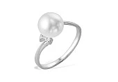 Кольцо из серебра с белой речной жемчужиной 7-7,5 мм