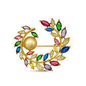 Брошь из сплава с золотистой Австралийской жемчужиной 10-10,5 мм