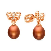 Серьги из серебра с шоколадными речными жемчужинами 8,5-9 мм