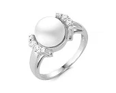 Кольцо из серебра с белой речной жемчужиной 9-9,5 мм