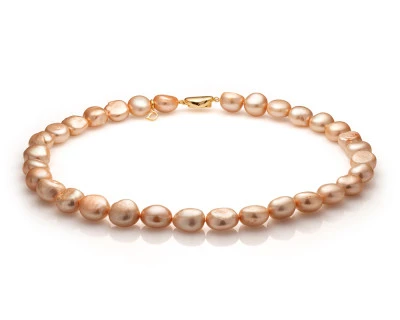 Ожерелье из золотистого барочного речного жемчуга класса АА+. Жемчужины 11-12 мм