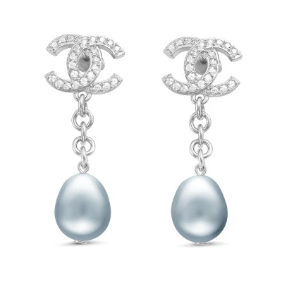 Серьги из серебра с серебристыми речными жемчужинами 10-11 мм