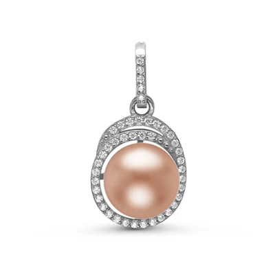 Кулон из серебра с розовой речной жемчужиной 10-10,5 мм