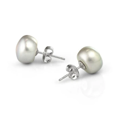 Пусеты из серебра 925 пробы с серебристыми речными жемчужинами 9-9,5 мм