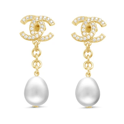 Серьги из серебра c белыми речными жемчужинами 10-11 мм