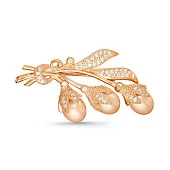 Брошь из серебра с розовыми речными жемчужинами 7,5-8 мм