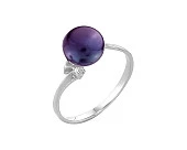 Кольцо из серебра с черной речной жемчужиной 7-7,5 мм