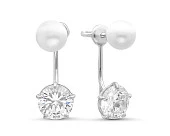 Пусеты "Диор" из серебра с белыми речными жемчужинами 7-7,5 мм