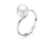 Кольцо из серебра с белой речной жемчужиной 7,5-8 мм